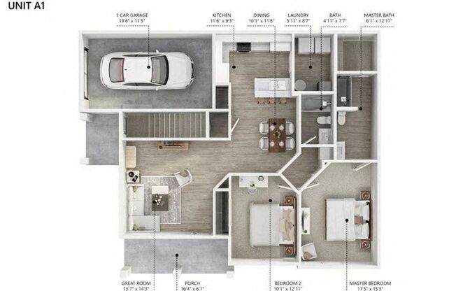 2 beds, 2 baths, 1,081 sqft, $2,241, Unit 100-D