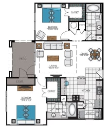 2 beds, 2 baths, 1,121 sqft, $1,719