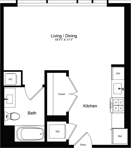 Studio, 1 bath, 518 sqft, $3,497, Unit 1608