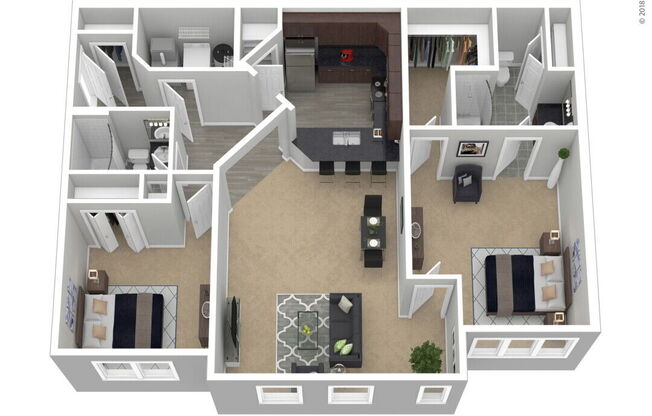 2 beds, 2 baths, 1,215 sqft, $1,802