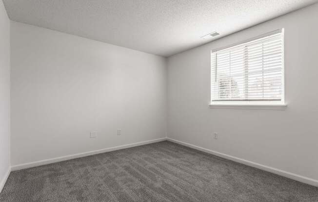 an empty room with carpet and a window