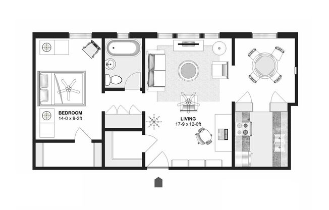 1 bed, 1 bath, 630 sqft, $1,050, Unit 204