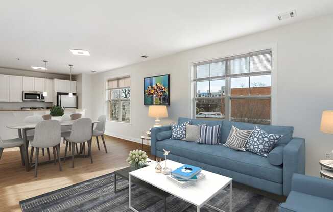 Living Room With Kitchen at Park Square Apartments, Rahway, 07065