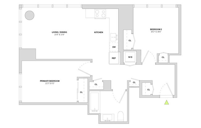 2 beds, 1 bath, $7,765, Unit 53M