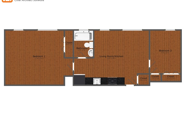 2 beds, 1 bath, 622 sqft, $1,260, Unit 109