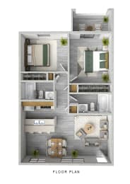 2 beds, 2 baths, 880 sqft, $1,500