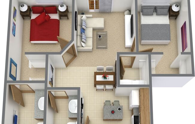 2 beds, 2 baths, 1,014 sqft, $1,415, Unit 1830-114