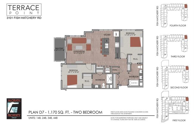 2 beds, 2 baths, 1,170 sqft, $2,295, Unit 248