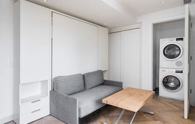 The Stanton furnished studio apartment with washer and dryer in unit