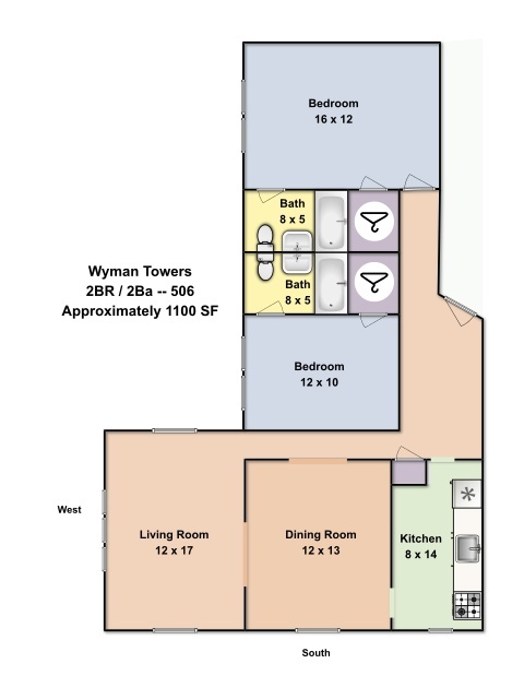 2 beds, 2 baths, 775 sqft, $2,025, Unit 706