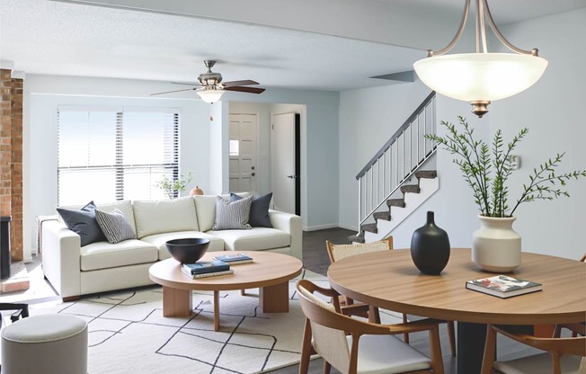 Renovated Townhome Finished Open Living and Dining Space