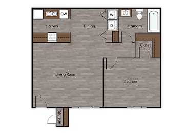 1 bed, 1 bath, 628 sqft, $1,100