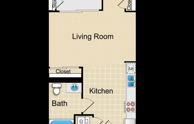Studio, 1 bath, 481 sqft, $1,987