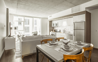 Block 17 Apartments High-Rise Dining Room and Kitchen