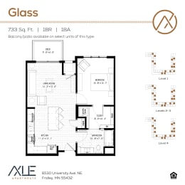 1 bed, 1 bath, 733 sqft, $1,453