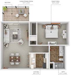 1 bed, 1 bath, 672 sqft, $826