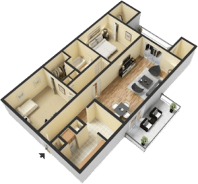 2 beds, 1 bath, 845 sqft, $1,019