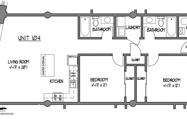 2 beds, 2 baths, 850 sqft, $1,695, Unit Apt. 104