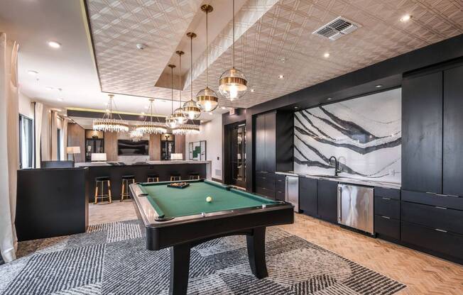 Game Room with Billiards and Shuffleboard