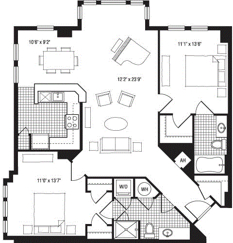2 beds, 2 baths, 1,204 sqft, $4,054, Unit 801