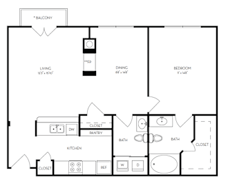 1 bed, 1 bath, 878 sqft, $1,438