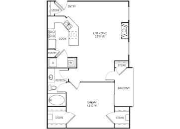 1 bed, 1 bath, 808 sqft, $1,229