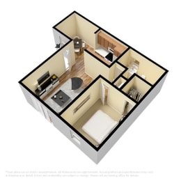 1 bed, 1 bath, 596 sqft, $824