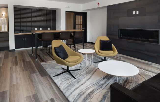 Lounge area in the community room at The Landing at 1001 NP, Fargo, ND 58102