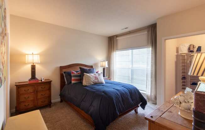 This is a photo of the second bedroom in the 2 bedroom, 2 bath Islander floor plan at Nantucket Apartments in Loveland, OH.