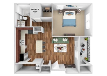 1 bed, 1 bath, 758 sqft, $1,303