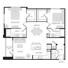 2 beds, 2 baths, 1,209 sqft, $1,678