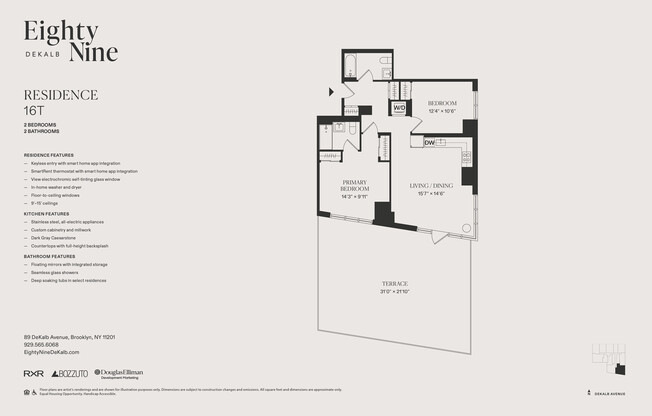 2 beds, 2 baths, $8,399, Unit 16T