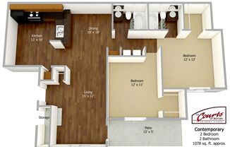 2 beds, 2 baths, 1,078 sqft, $1,635, Unit 415