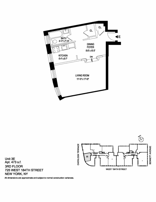 Studio, 1 bath, 473 sqft, $1,830, Unit 7E