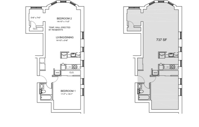 2 beds, 1 bath, 733 sqft, $2,041, Unit B-402