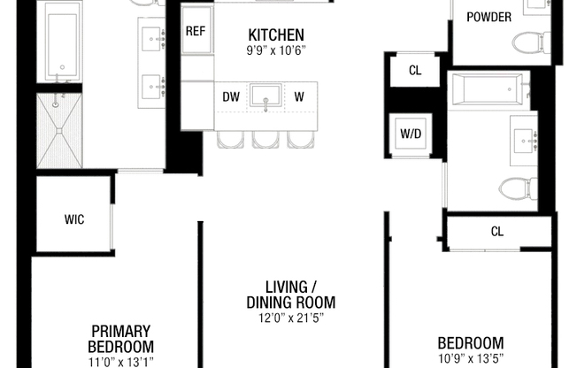 2 beds, 2.5 baths, 1,190 sqft, $13,000, Unit 4R