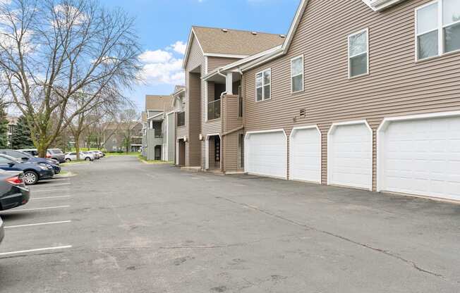 Exterior parking garages at Mallard Ridge, Maple Grove, MN