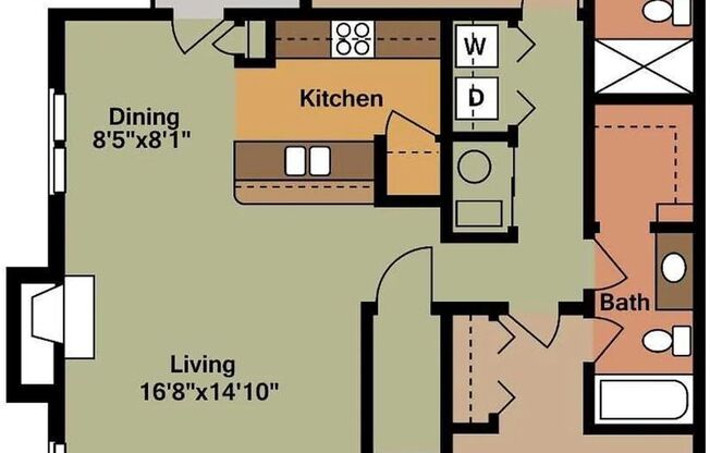 2 beds, 2 baths, 1,150 sqft, $1,510, Unit 5823PS