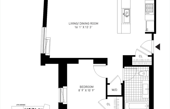 1 bed, 1 bath, $4,195, Unit 4E