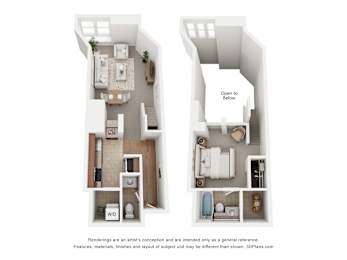 1 bed, 1.5 baths, 720 sqft, $1,480