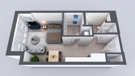 Studio, 1 bath, 487 sqft, $1,499