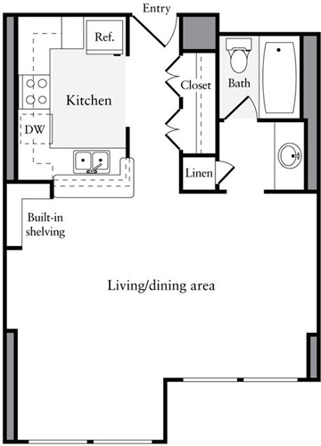 Studio, 1 bath, 444 sqft, $2,052