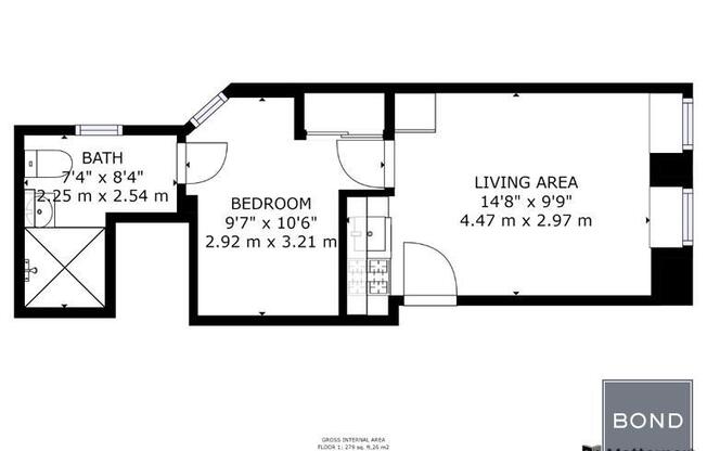 1 bed, 1 bath, 400 sqft, $2,800, Unit 1A