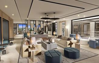 Coworking space with comfortable seating areas and complimentary high-speed Wi-Fi.