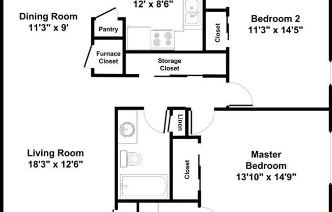 2 beds, 1.5 baths, 1,100 sqft, $1,160, Unit 190308