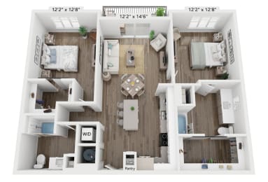 2 beds, 2 baths, 1,189 sqft, $3,040