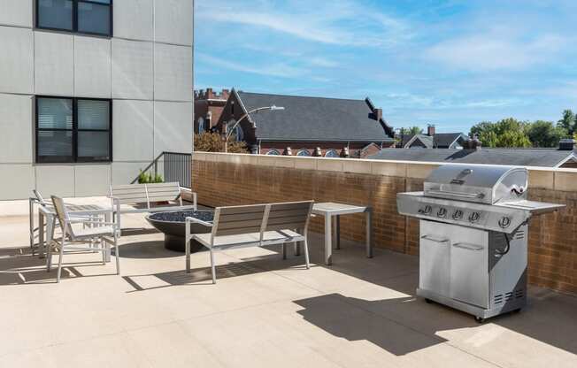 Hibernia resident amenity deck with grilling station and fire pit