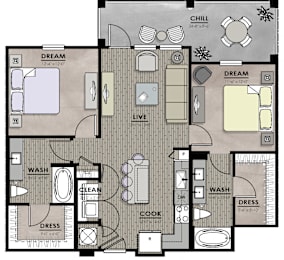 2 beds, 2 baths, 1,014 sqft, $1,950