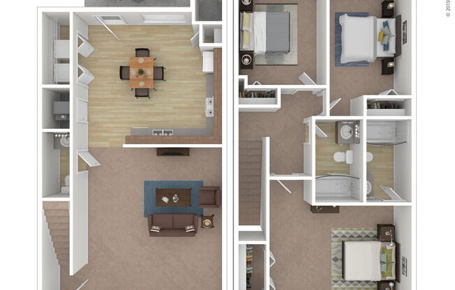 3 beds, 2.5 baths, 1,196 sqft, $1,395