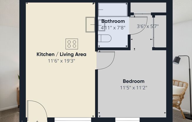 1 bed, 1 bath, 500 sqft, $1,965, Unit 20